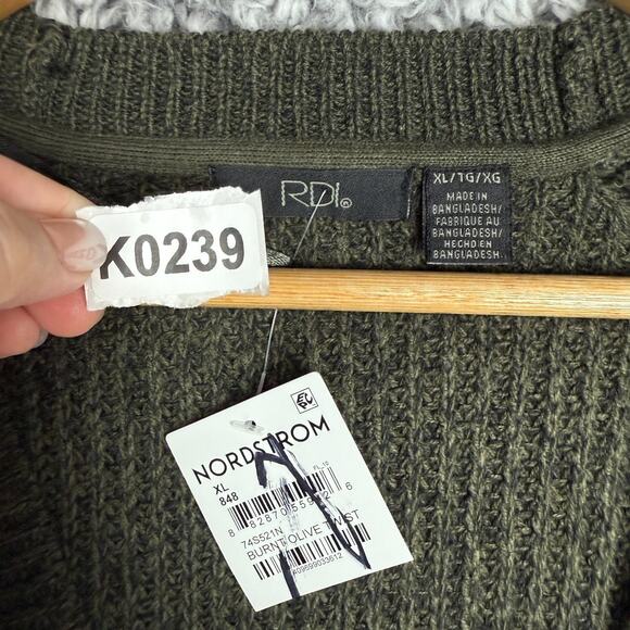 RDI Cardigan Burnt Olive Twist Olive Green Brown Sweater Size XL Oversized - Picture 8 of 10